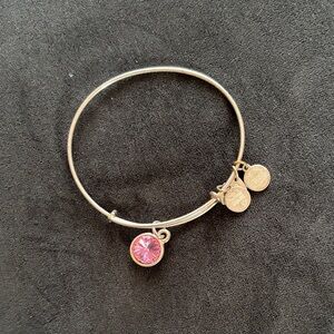 Alex and Ani Silver Bracelet with Pink Charm